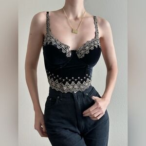 victoria Secret Elegant Black Lace Trimmed Women's Bustier vintage